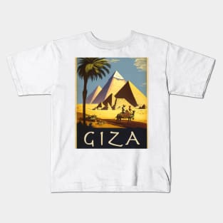 Giza Pyramids Vintage Travel Art Poster Kids T-Shirt